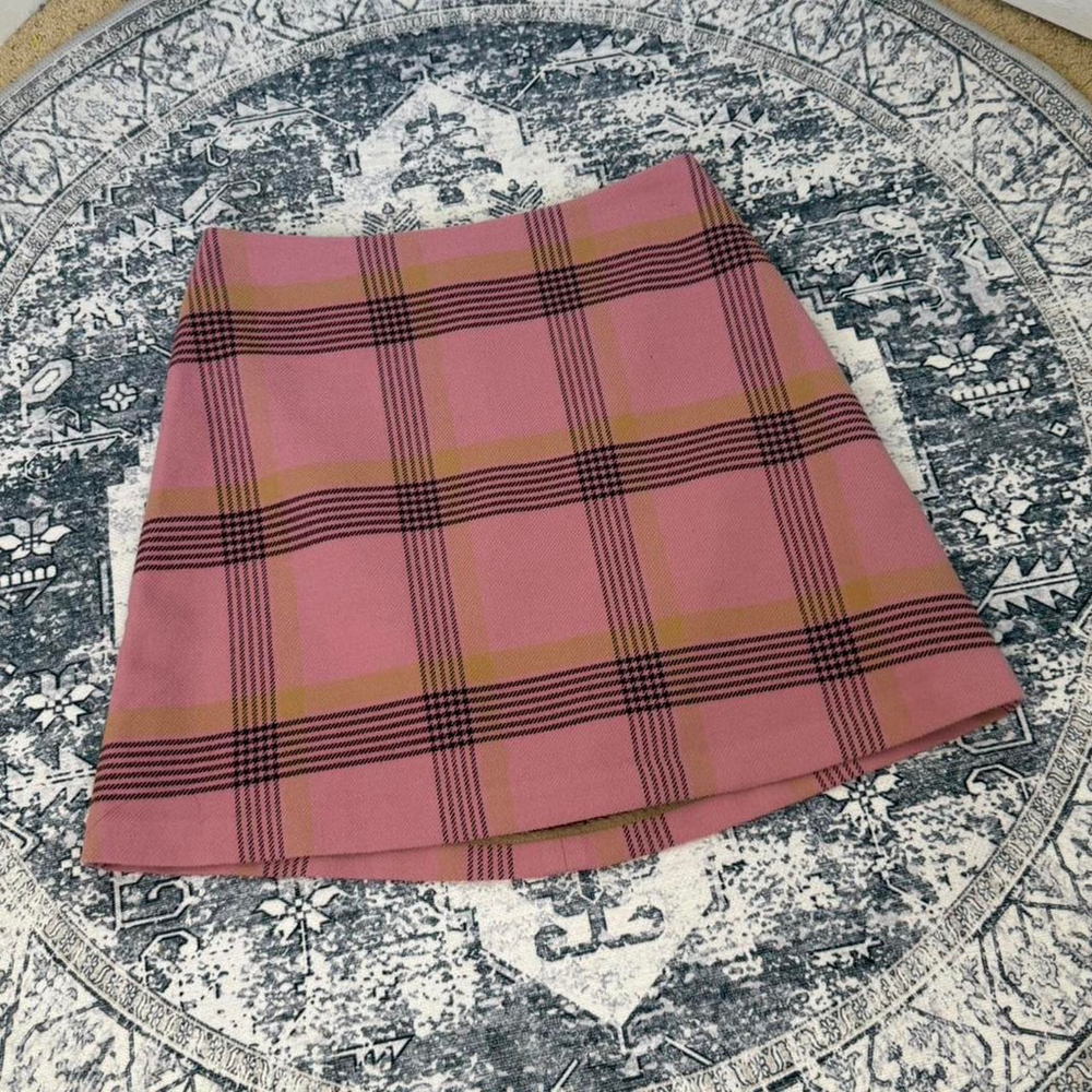 Aritzia Wilfred Pink Plaid Mini Skirt - Size 2